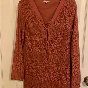 Burnt orange cute lace dress